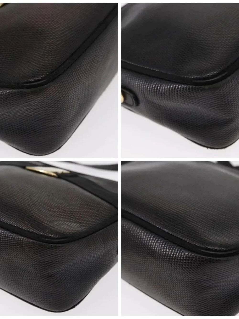 Salvatore Ferragamo Vala Shoulder Bag Leather Black Gold Auth BA7662